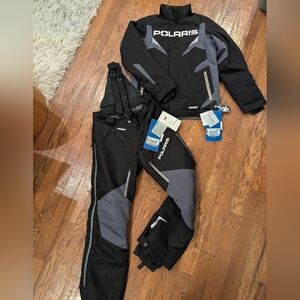Polaris Jacket & Switchback Bib Snowpants Black Fit Mens small Women M/L